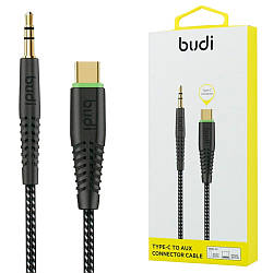 Кабель AUX 1,2м (Jack 3,5 + Type-C), Budi DC150TXA12B / Кабель для підключення навушників