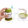 Щітка для миття посуду з дозатором + підставка, 100мл, Зелена / Ручний скребок для посуду / Щітка для кухні, фото 9