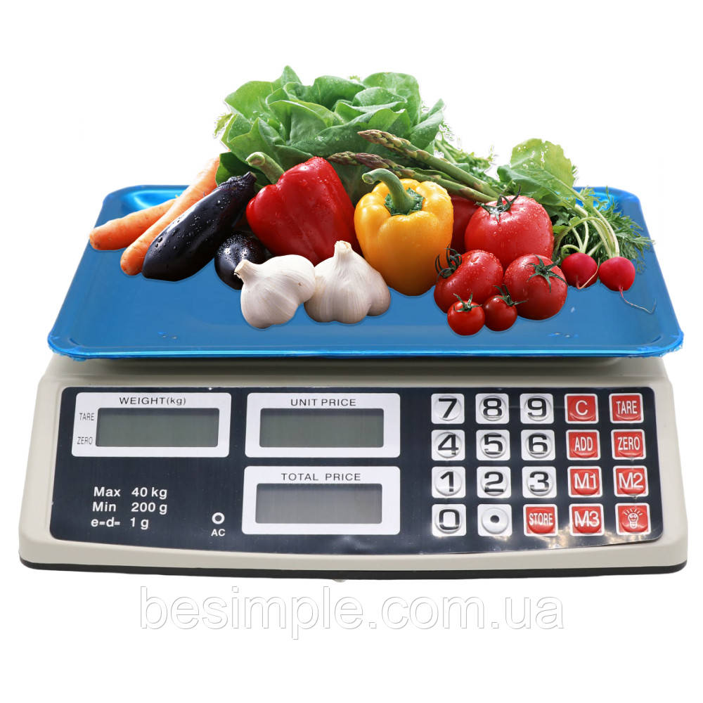 Торгівельні ваги до 40кг, від мережі та акумулятора, AT-702 / Електронні ваги для торгівлі / Ваги настільні, фото 1
