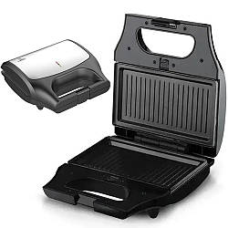 Мультимейкер зі змінними насадками 8 в 1, 800Вт / Бутербродниця електрична / Вафельниця / Електровафельниця