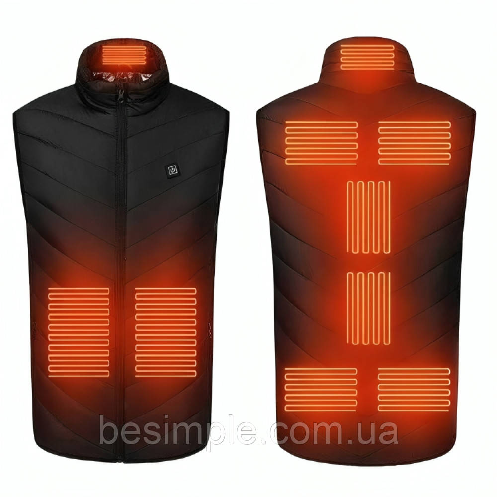 Чоловічий жилет з підігрівом L-4XL, від USB, 9 зон обігріву, 3 режими / Терможилет з підігрівом, фото 1