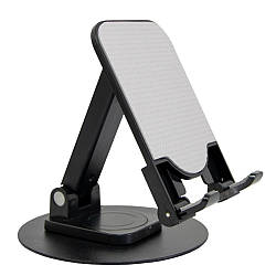 Підставка для телефону 4-13", Чорна / Настільний тримач для телефону / Поворотна підставка під телефон