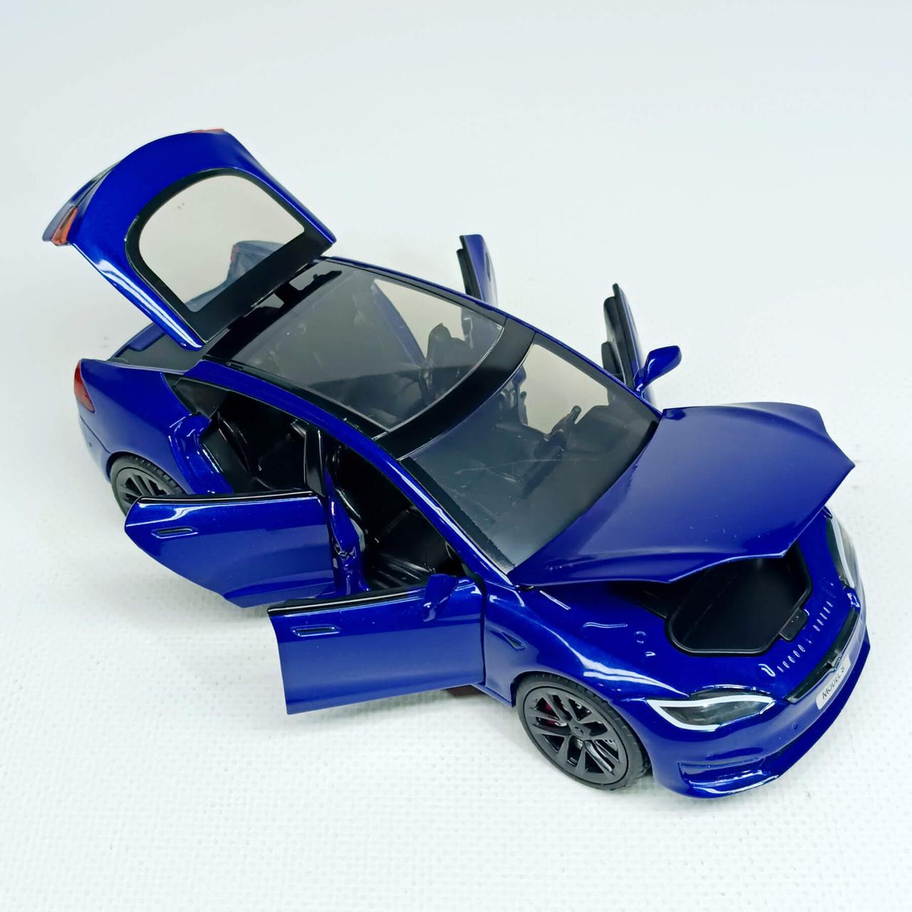 Машинка Автопром «Tesla модель S із зарядною станцією» синя, 1:24 (18 см) AP7713-2