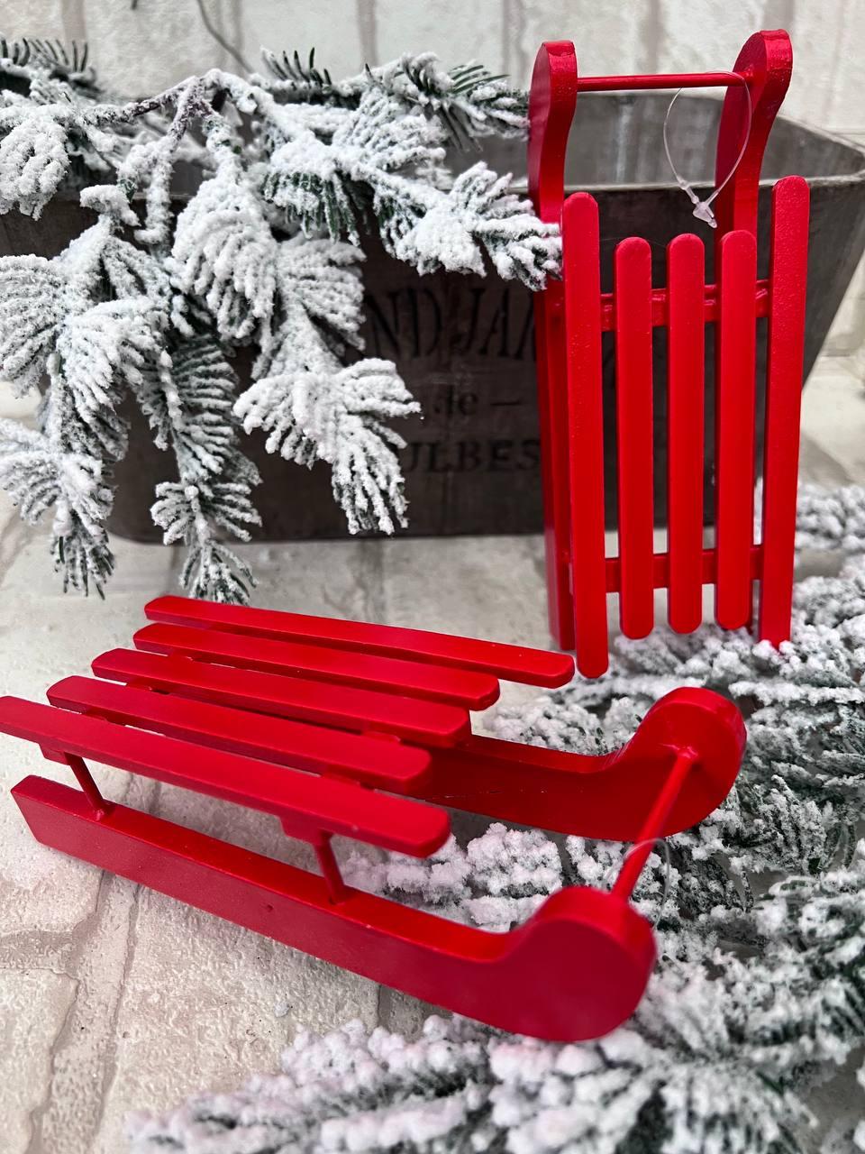 Санки декоративні з фанери, розмір 15 см, фото 1