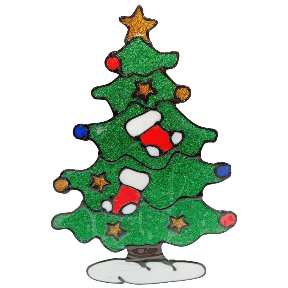 Силіконова наклейка на скло "Ялинка" 13-65-3, 25 х 30 см, фото 1