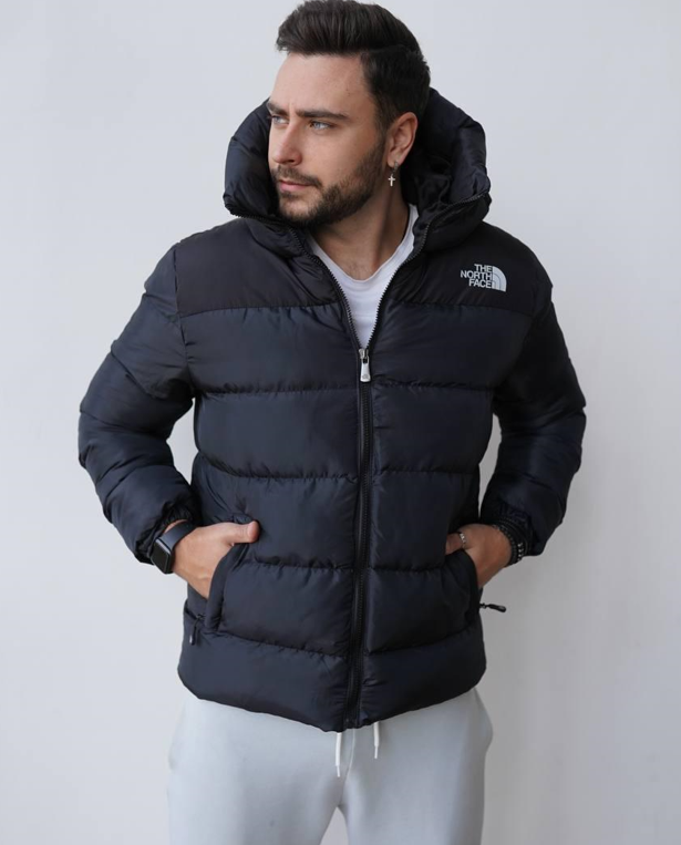 Чоловіча зимова куртка The Nord Face TNF Зе Норд Фейс чорна з капюшоном коротка