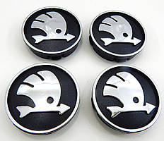 Ковпаки коліс Skoda (Чорні + Хром) 59 мм (4шт)