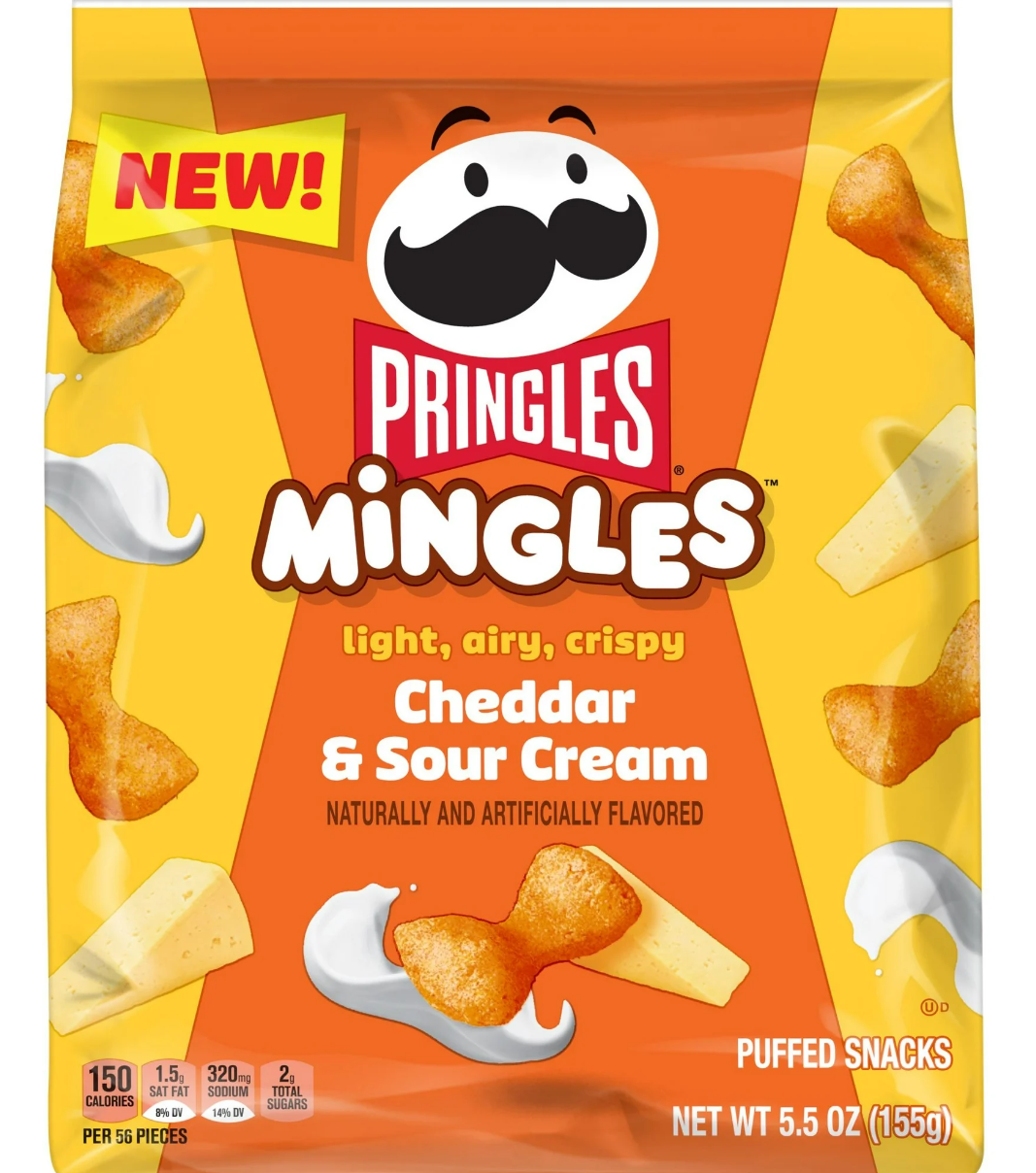 Снеки Pringles Mingles Cheddar and Sour Cream Puffed Snacks 155 г