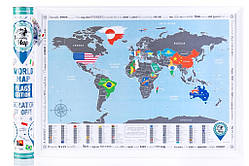 Скретч карта світу Flags Edition подарунокна в тубусі