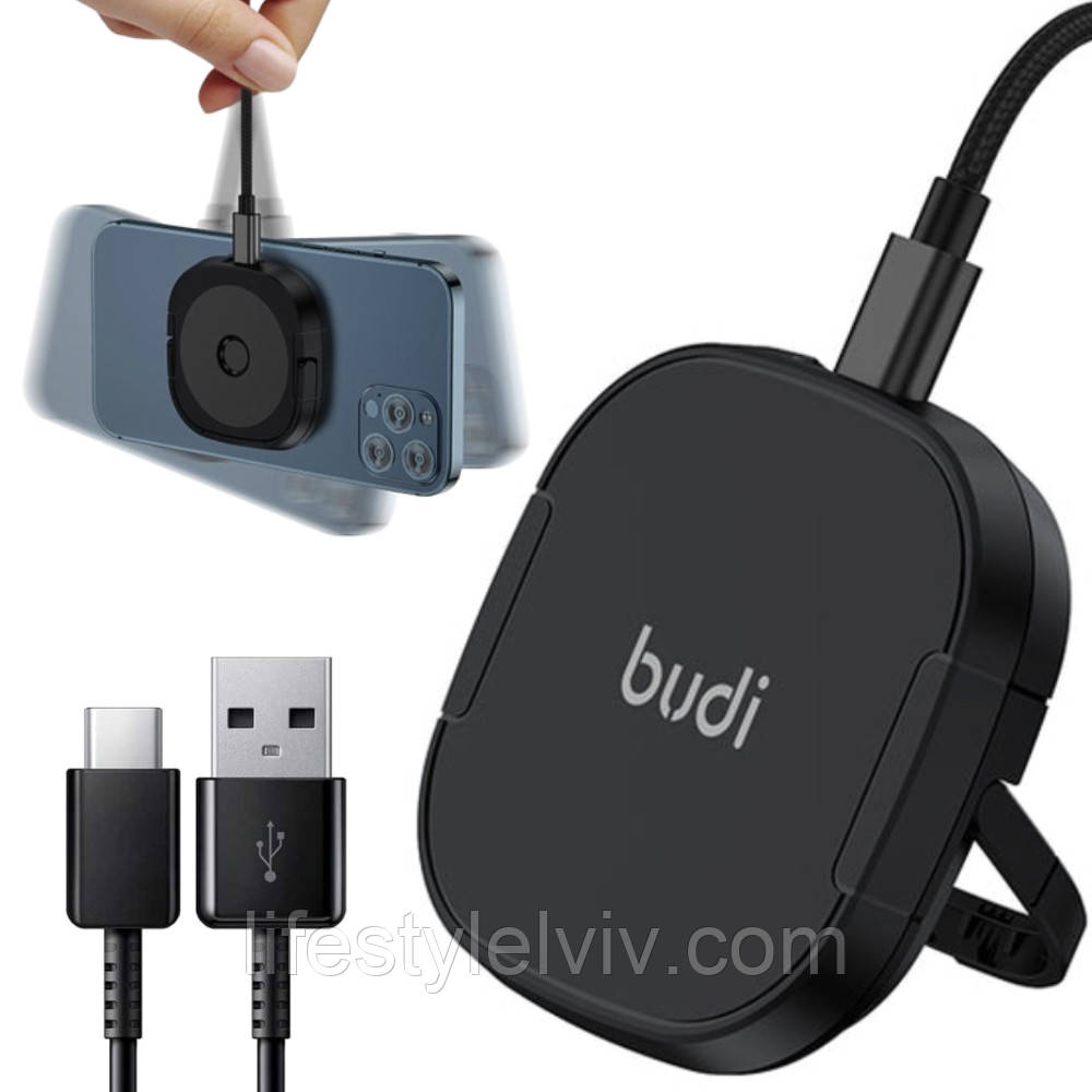 Бездротовий зарядний пристрій 15W, з MagSafe, Budi WL3800B / Зарядка магнитна для телефону, фото 1