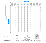 Світлодіодна Smart гірлянда штора 3х3 метри WiFi + Bluetooth 300 Led Lights, IP44 захист, фото 5