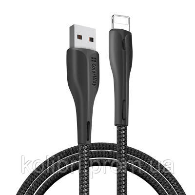 Дата кабель USB 2.0 AM to Lightning 1.0m led black ColorWay CW-CBUL034-BK kolibri, фото 1