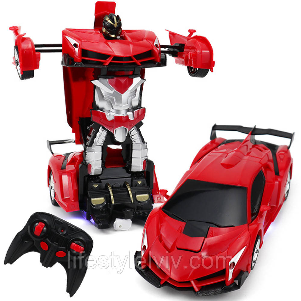 Трансформер-машинка на радіокеруванні + пульт, Червона / Машинка на пульті управління / Іграшкова машина, фото 1