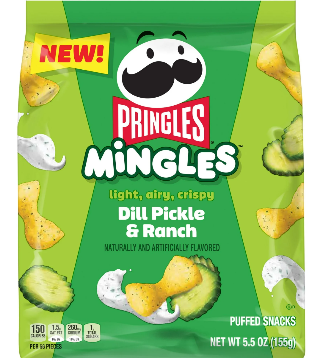 Снеки Pringles Mingles Dill Pickle and Ranch Puffed Snacks 155 г