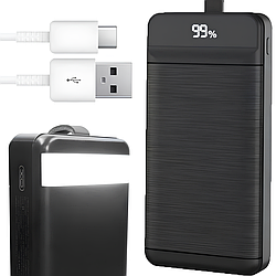 Павербанк 40000мАч з ліхтариком 3хUSB, Type-C, Lightning, microUSB, XO PR157 / Power Bank / Зовнішня батарея