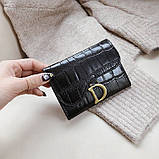 Жіночий класичний гаманець D 183 рептилія чорний, фото 4