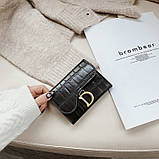 Жіночий класичний гаманець D 183 рептилія чорний, фото 5