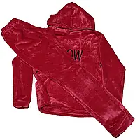 Пижама подростковая красная махровая на девочку МЕОW Теплая одежда для дома размер 44 рост 152-158 12-14 лет