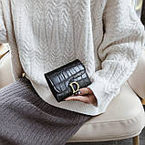 Жіночий класичний гаманець D 183 рептилія чорний, фото 6