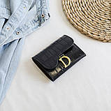 Жіночий класичний гаманець D 183 рептилія чорний, фото 2