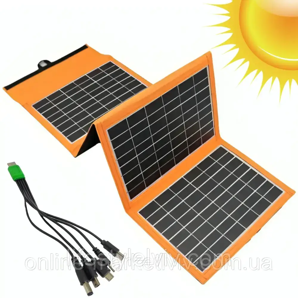 Портативна сонячна панель на 20Вт / Сонячна батарея / Складна сонячна панель для заряджання телефону, фото 1