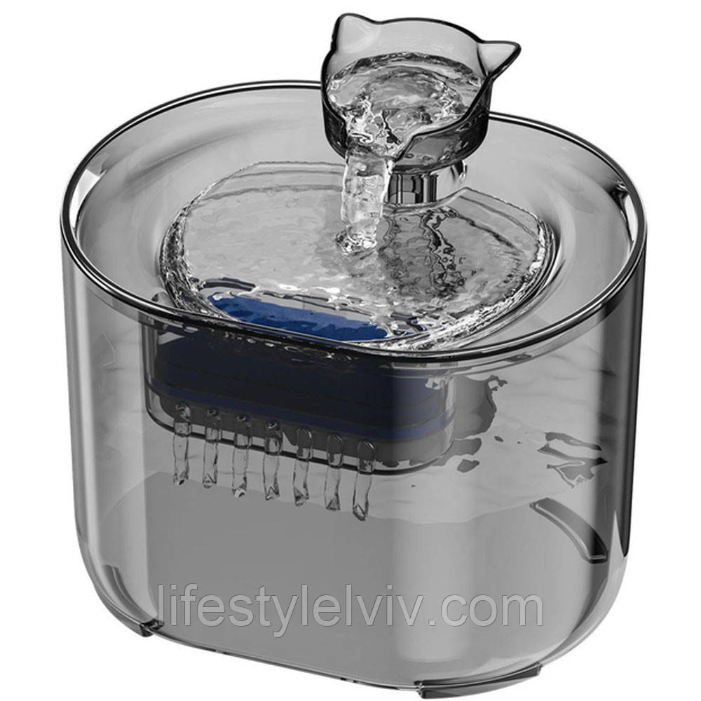 Автоматична поїлка для кота з фільтром, 2,2л, від USB, PAWOOF / Питний фонтан для котів та собак, фото 1