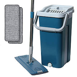 Набір швабра та відро 11л з автоматичним віджимом Cleaning Mop, Синя / Швабра для миття підлоги / Набір для прибирання
