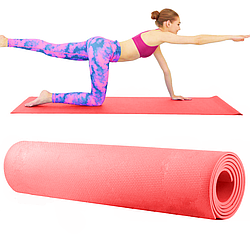 Килимок для йоги та фітнесу 180х60см (7мм), Рожевий / Каремат для фітнесу / Фітнес килимок для спорту
