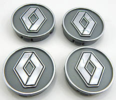 Ковпаки коліс Renault (Сірі + Хром) 59 мм (4шт)