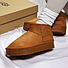 Зимові жіночі UGG Classic Ultra Mini Platform Brown Коричневі Взуття УГГІ Класік низькі на платформі замша теплий щільний хутро, фото 7