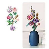 3D конструктор набір будівельних блоків LOZ 1657 троянда камелія лаванда орхідей 547 деталей, фото 2