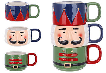 Набір (3 шт.) керамічних кухлів Лускунчик, 380 мл