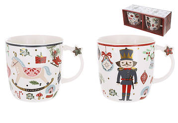 Набір 2 шт. порцелянових кухлів Happy Holidays, 2 дизайни, 360 мл