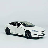 Машинка Автопром «Tesla модель S із зарядною станцією» біла, 1:24 (18 см) AP7713-3, фото 4