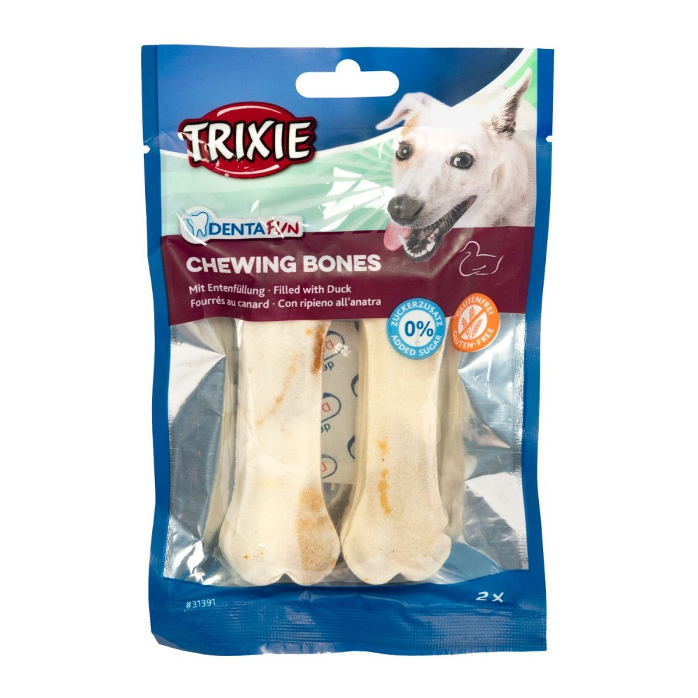 Ласощі Trixie Denta Fun Duck Chewing Bones кісточка з качкою, для чищення зубів собак 10см 70г 2шт