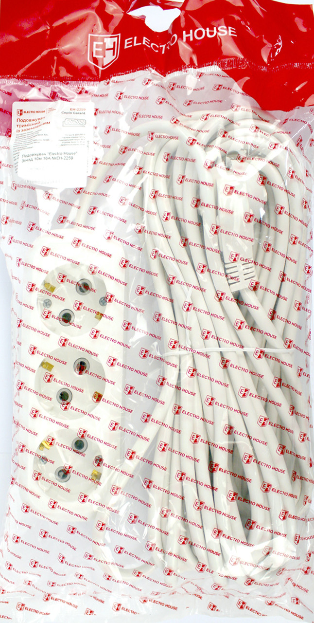 Подовжувач "Electro House" 3гнізд 10м 16A №EH-2259, фото 1