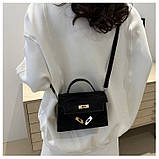 Жіноча сумка 6209 крос-боді на ремінці бархатна велюрова замшева чорна, фото 6