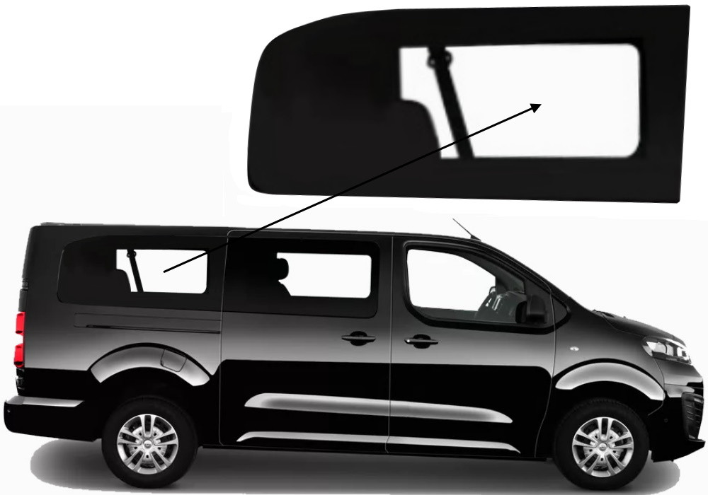 Бічне скло Toyota Proace 2016-2024 салону заднє праве довга база, фото 1