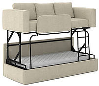 Прямий диван-трансформер бежевий Rumi Semolina зі спальним місцем у малогабаритну квартиру Knap Knap