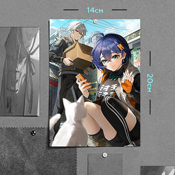 "Белль і Вайз (Zenless Zone Zero)" плакат (постер) розміром А5 (14х20см)