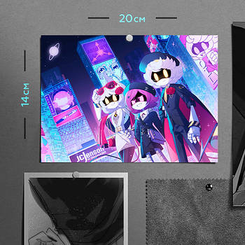 "Узі, Ен та Ві (Дрони-вбивці / Murder Drones)" плакат (постер) розміром А5 (20х14см)