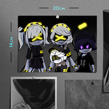 "Узі, Ен, Джей та Ві (Дрони-вбивці / Murder Drones)" плакат (постер) розміром А5 (20х14см)