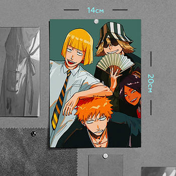 "Ічіго, Кісуке, Сінджі і Йоруічі (Бліч / Bleach)" плакат (постер) розміром А5 (14х20см)