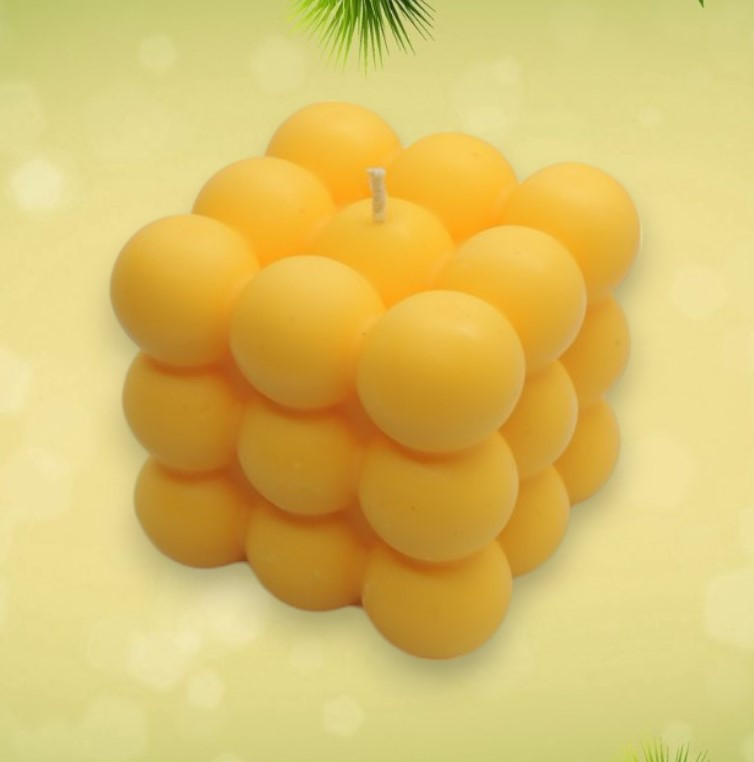 Формова квадратна свічка Bubble Манго 165 г стильний акцент для інтер'єру, фото 1