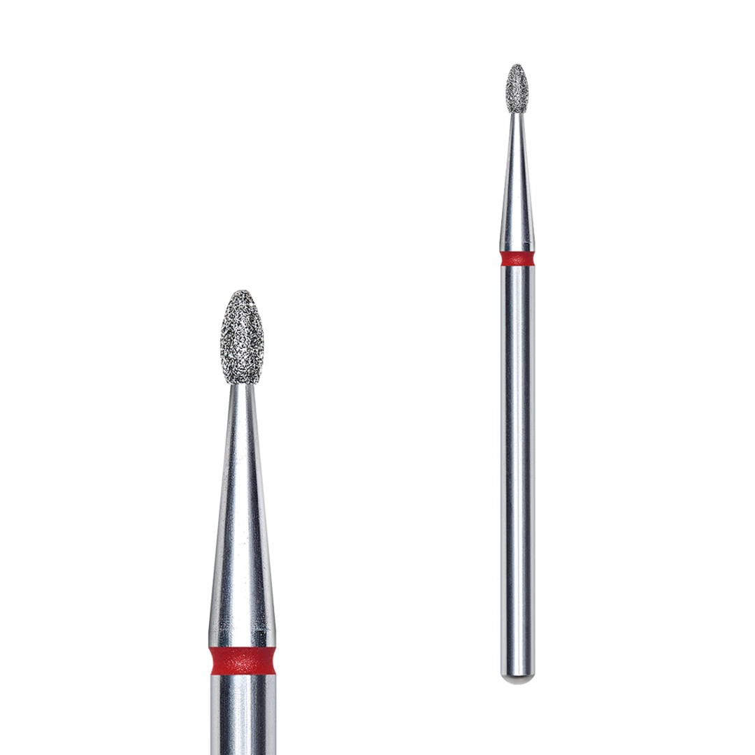 Фреза алмазна STALEKS Олива закруглена 1.6*3.4мм, червона, фото 1