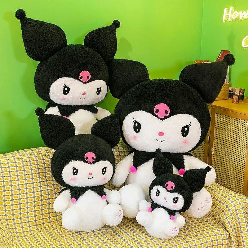 Велика М'яка Аніме Іграшка Куромі Плюшева Чорно-Біла Hello Kitty 45 см