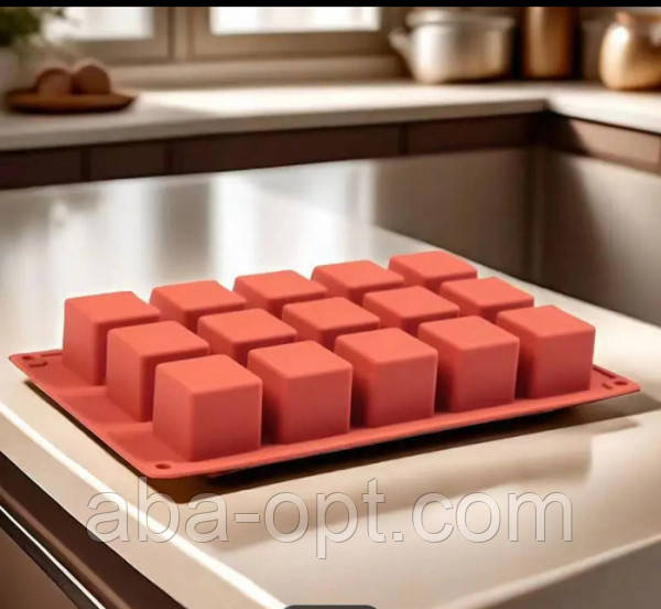 Форма силіконова на 15 виробів 28 х 16 см. Кубик ( шт.), фото 1