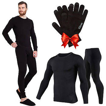 Чоловіча термобілизна BioActive (S-3XL) + Подарунок Рукавички сенсорні iGloves / Чоловіча термокофта та підштаники