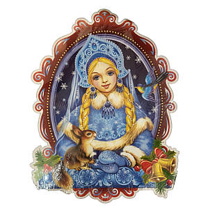 Святкові наліпки на вікно Снігуронька в асортименті, фото 2