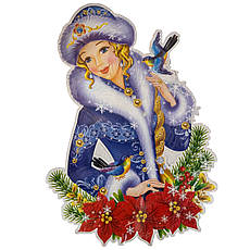 Святкові наліпки на вікно Снігуронька в асортименті, фото 4